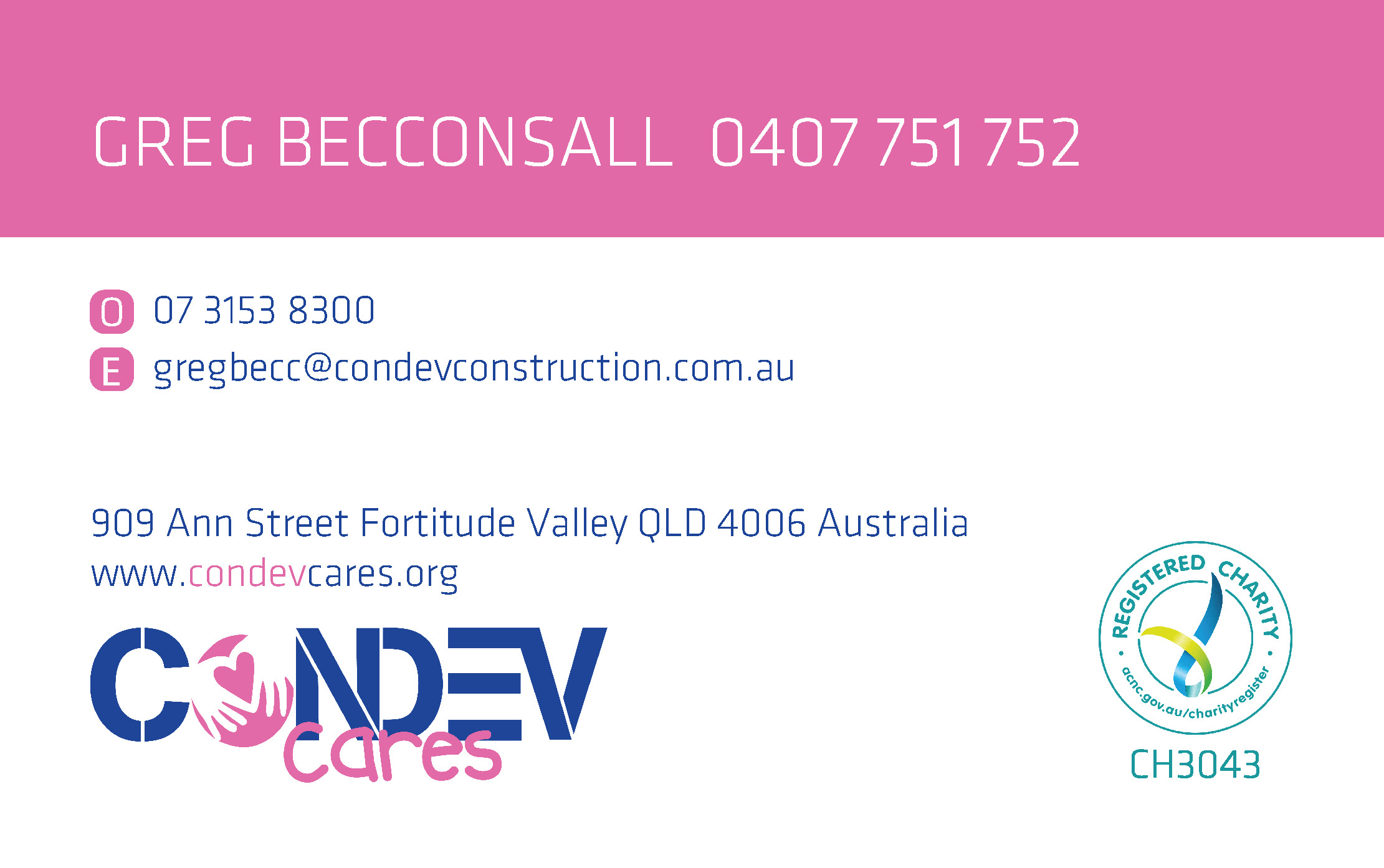 Condev Cares - Brisbane - Without Direct Number